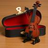 1Set Wood Small Miniature Violin Adornment Realistic Desktop Decor Photo Prop Stylish Home Accessory Tiny Violin