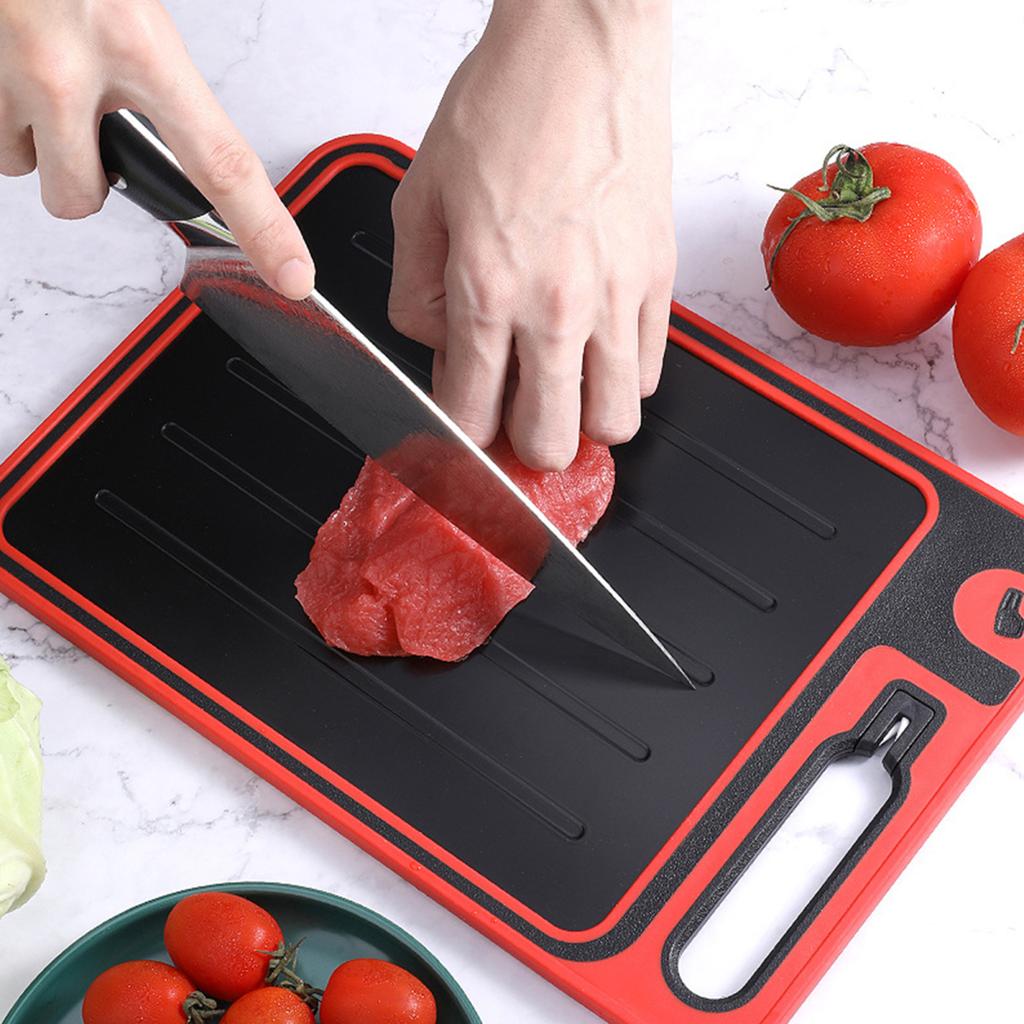 Yousheng - Tapete de descongelación y tabla de cortar 4 en 1, bandeja de descongelación antideslizante de doble cara para picadora de carne, afilador y placa para descongelar carnes.