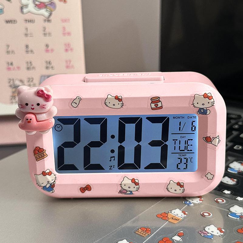 Мини светящийся будильник-котик для студента - Милый, портативный, многофункциональный настольный часовой прибор