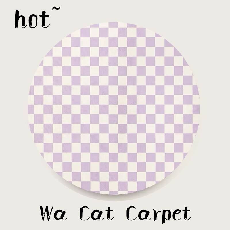 Round Checkerboard Carpet Dresser Thickened Carpet Home Living Room Bedroom Bedside Large Area Carpets Fluffy Soft Non-slip Rug