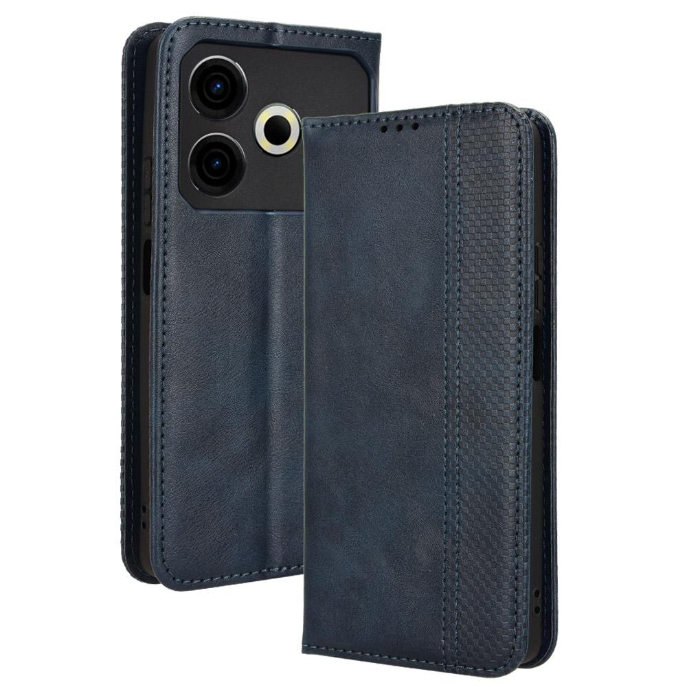 

Для чехла TECNO Pova 6 Neo Ретро PU кожа Кошелек Чехол для телефона Подставка Blue
