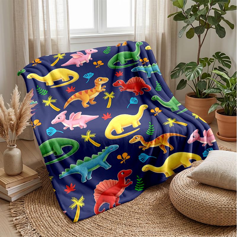 

Dinosaur Adventure Land blanket Personalized Name Flannel Blanket Soft Cozy Plush Throw for Sofa Bed Lightweight Home Decor 75x90cm