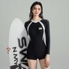 Racing Swimsuit Women's Conservative One-piece Boxer Swimming Pool Sports Long-sleeved Sunscreen Slimming Hot