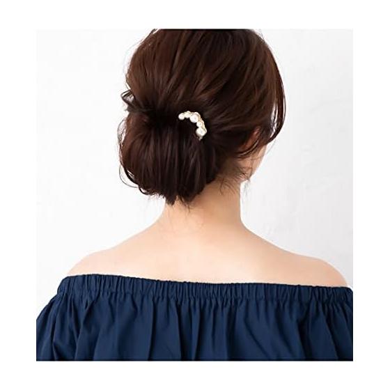 JewelVOX Hair Accessories for Women, U-shaped Hairpin Stick with 6-Row Pearls, Elegant Formal Style for Suits, Dresses, Kimonos, and Yukatas, Perfect