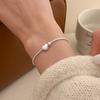 Manqiu 925 Sterling Silver Heart Snake Bone Chain Charm Geometric Women's Best Sterling Silver Bracelet   Jewelry Designer