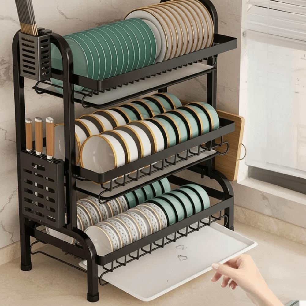 Stable Structure Multi-layer Dish Drying Rack Chopsticks Organizer  Cooking Area