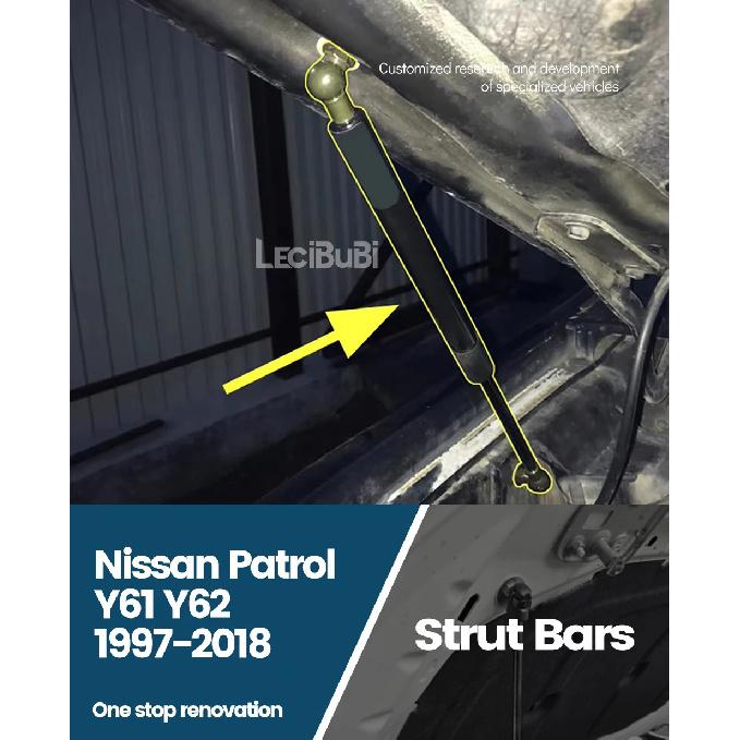 For Nissan Patrol Y61 Y62 1997-2018 2pcs Front Bonnet Hood Strut Lift Support Bars Gas Spring Dampers Rod Accessories