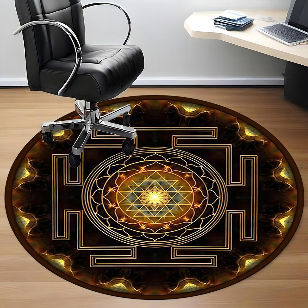 1PC Sacred Geometry Symbol Chair Carpet for Office Non-Slip, Lightweight, Machine Washable Rug for Office, Sleeping, Room - Holiday Decoryy251009028
