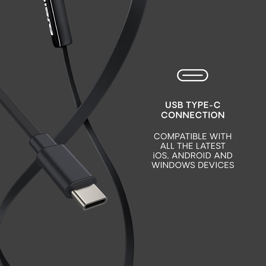 Urbanista San Francisco USB C Kabelgebunden mit USB Typ C und Sprachassistent Schwarze Kopfhörer, Kabelsalatfrei, Mikrofon, Kopfhörer, Taste, Steuerung,