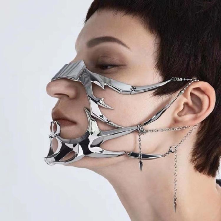 Metal Luxury Mask For Women Men Silver Color Party Face Chain Gothic Jewelry