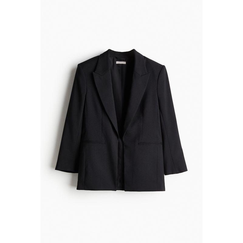 

Женская одежда HM 2024 Осень Новое поступление Однобортный Однотонный Приталенный Повседневный Костюм 1209692 Black 160/84A(36)