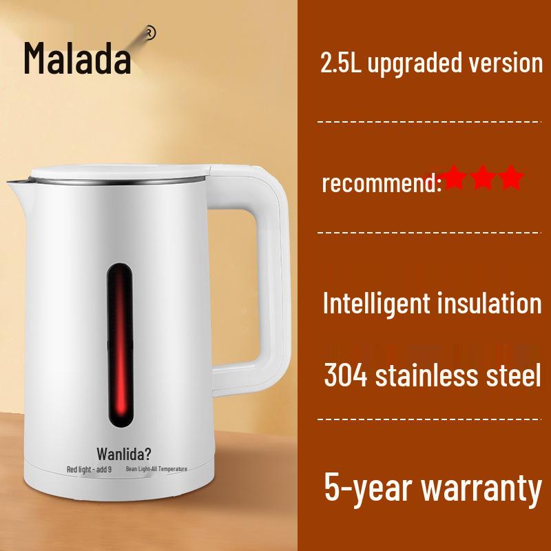 Malata Edelstahl-Wasserkocher mit automatischer Abschaltung und Warmhaltefunktion