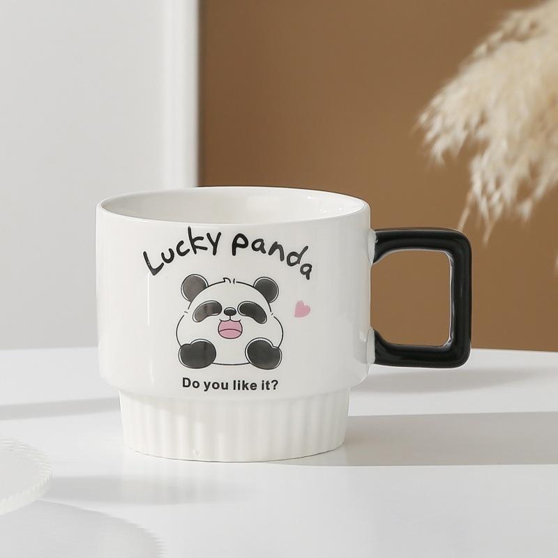 

Милая керамическая кружка в виде панды, чашка для питьевой воды, чашка для завтрака, чашка для молока и кофе, сложенная в стопку, сувенир 350ml