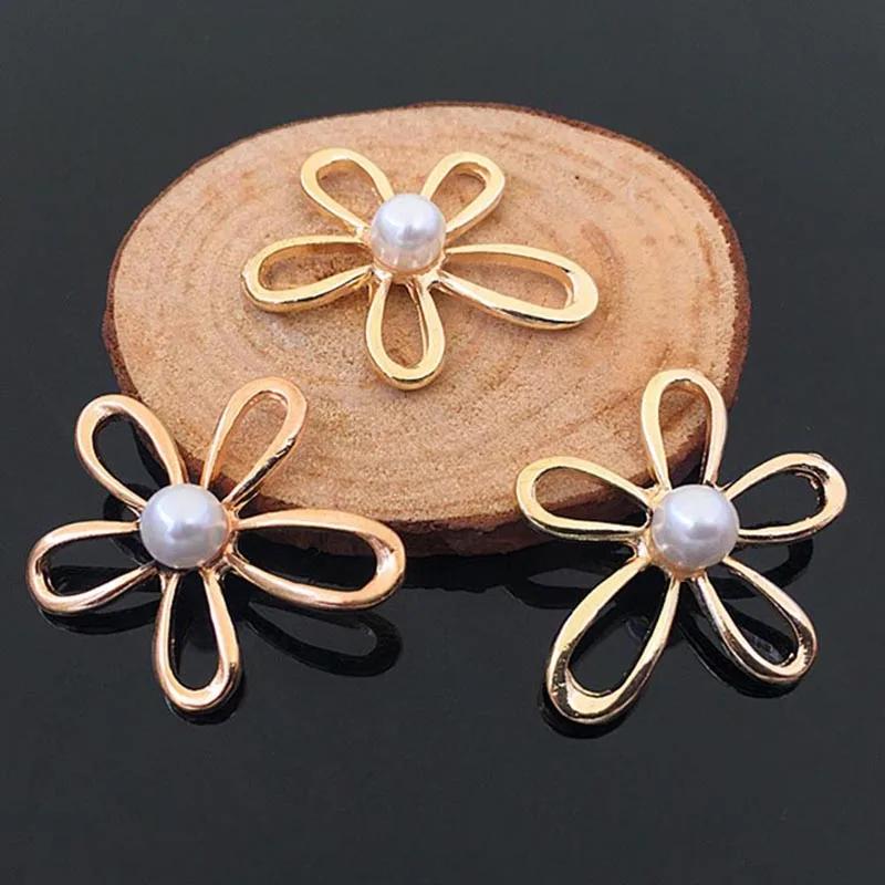 

Engood 100Pcs Hollow Rhinestone Gold Flower Alloy Sewing Trim & Embellishments Craft Button DIY Hair Accessories Phone Case золотий