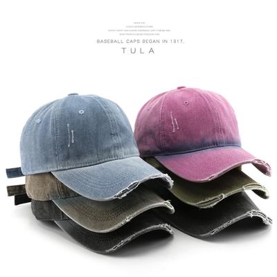Women's Washed Gradient Distressed Solid-color Baseball Cap, Suitable for Outdoor Activities and Providing Sun Protection
