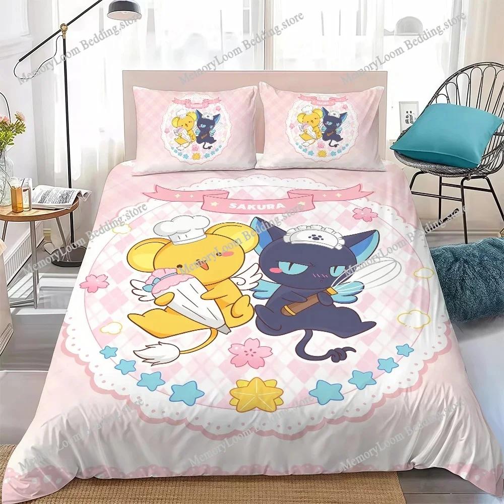 Anime C-Cardcaptor-Sakura Duvet Cover Set Home Style Bedding Soft Laundry Cotton Bed Four Seasons Student Dormitory Luxury Gift