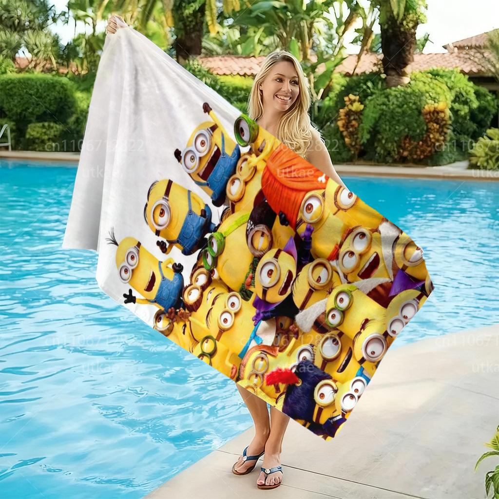 Cute Minions Print Beach Towel Microfiber Quick Dry Soft Lightweight for Travel Camping Yoga Swimming