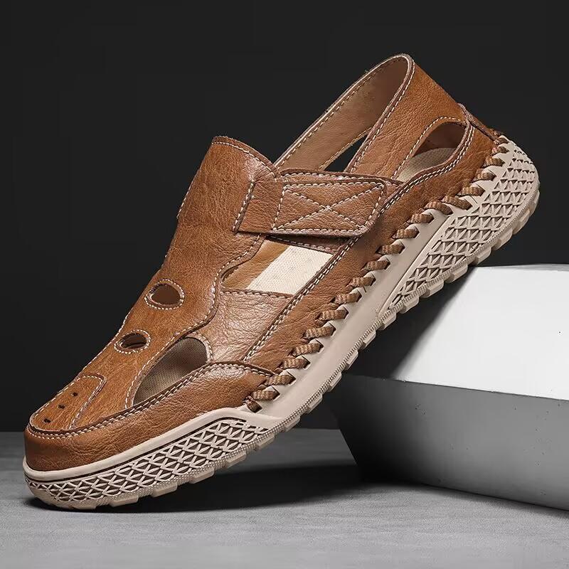 

Fashion Designer Men s Sandals Breathable Casual Shoes for Men Outdoor Non Slip Beach Sandals New Male Platform Sandalias 38 коричневий