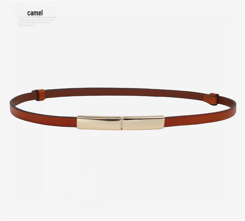 Women s Genuine Leather Thin Waist Belt - Fashionable, Dress-Cinching, Trendy Waistband Chain верблюд