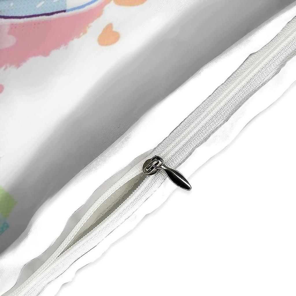 Tegneserie Kirby Trykk Dynetrekk Sengetøy, 2-delt Sett Dynetrekk Matchende Putetrekk med Glidelåslukking Myk Mikrofiber Enkelt