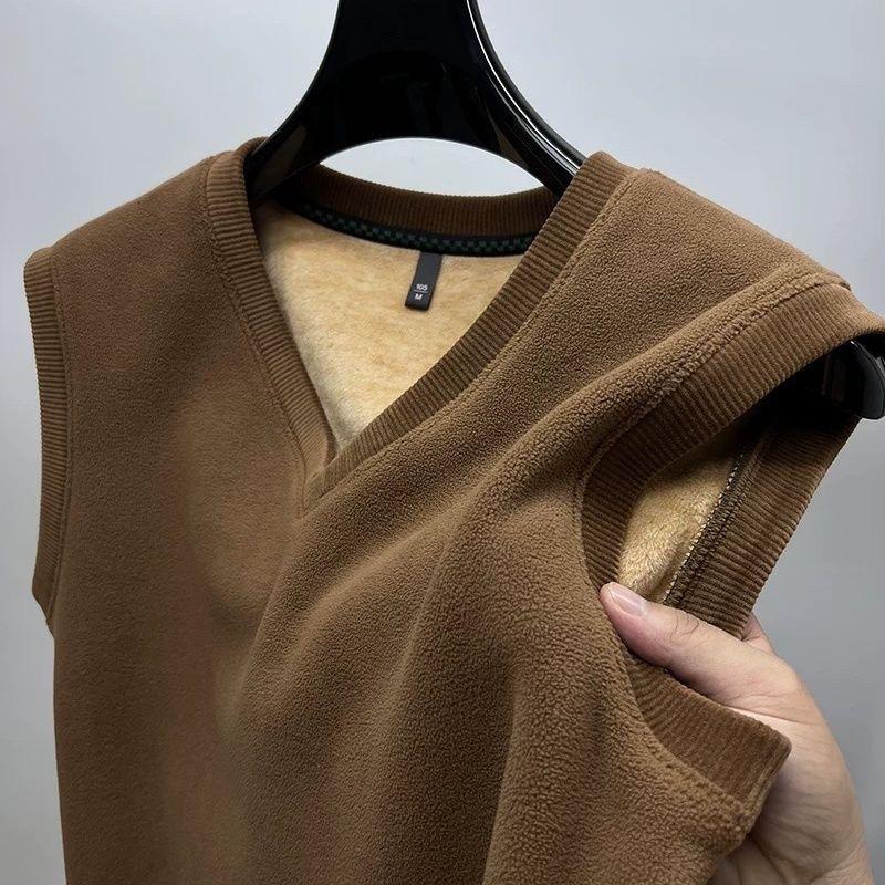

Флисовый жилет с V-образным вырезом, мужская осенне-зимняя одежда для папы, утолщенный флисовый жилет без рукавов, мужской жилет, нижняя часть из флиса 2XL