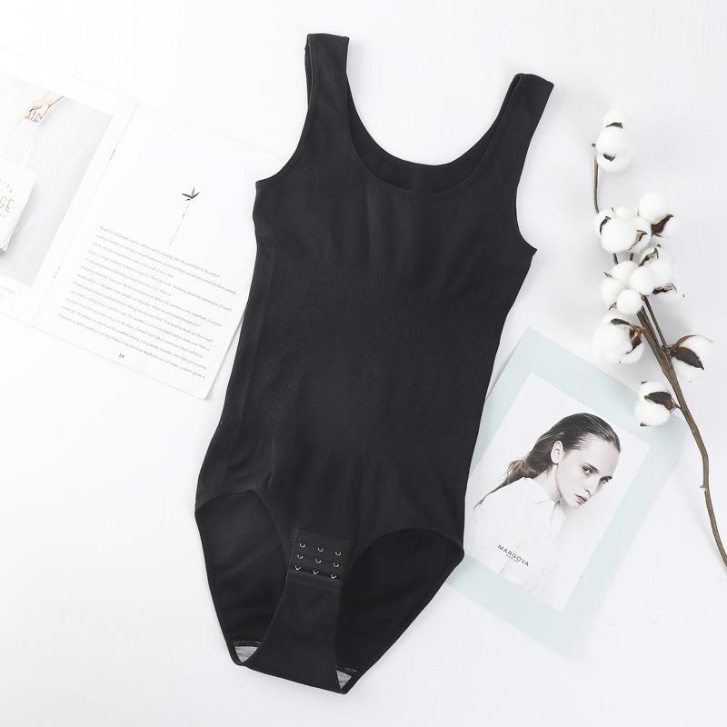 

Women U Neck Sleeveless Snap Crotch Seamless Tummy Control Full Body Slim Shaping Bodysuit XS/S чёрный
