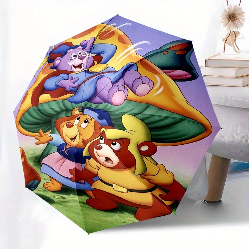 Disney Adventures of the Gummi Bears Automatic Open/CloseUmbrella-CuteUmbrella with Cute Design, Portable 3-Fold Compact Umbrella for Men