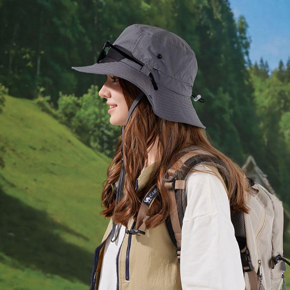 Casual Anti-UV Fisherman Hat Large Brim Waterproof Sunscreen Hats With Glasses Leg Support Bucket Hat Women Men