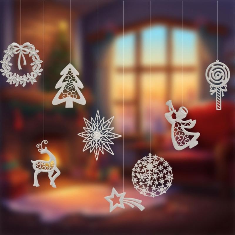 8 Stück gemischte glitzernde Anhänger Funkelnde Gold-/Silber-Weihnachtsdekoration Stilvolle Festliche Saison Heimdekoration
