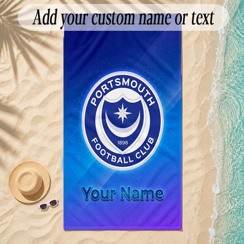 Beach TowelPortsmouth FC Custom Name Text Personalized Soft Towel for Beach Pool Indoor Home Decor Gift