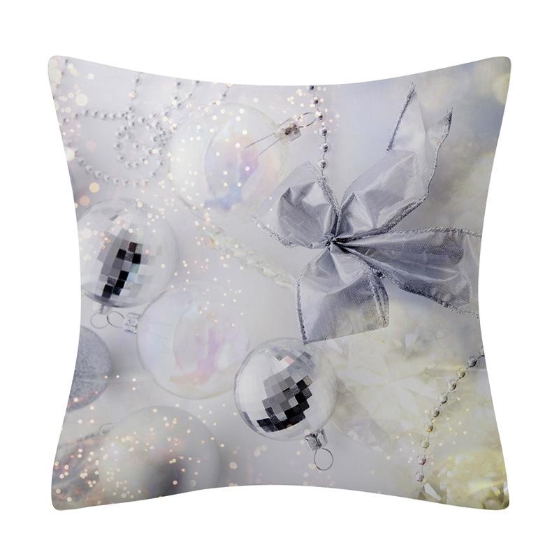 Snow Christmas Pillowcase Blue and White Printed Cushion Cover Snowflake  Tree Throw