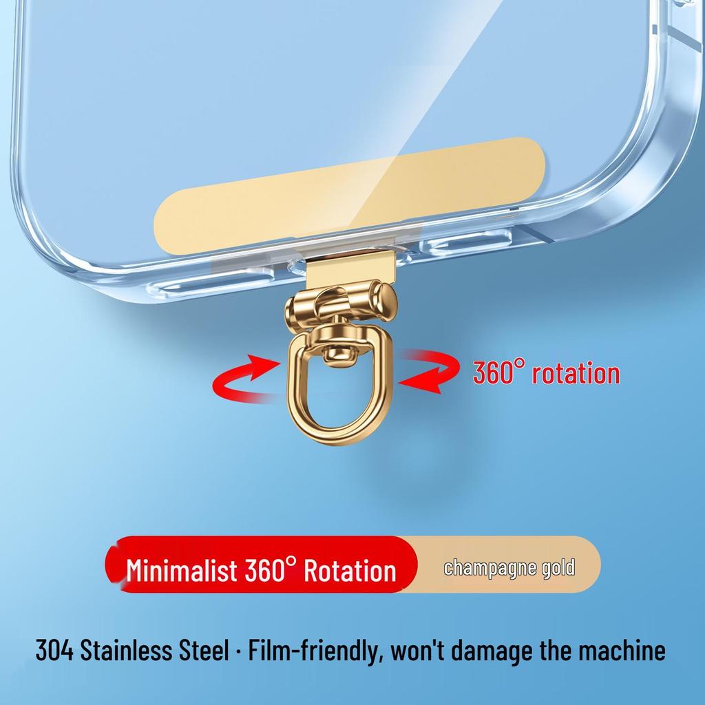 Ultra-Thin Stainless Steel Rotating Phone Lanyard Clip with Anti-Lost Sticker