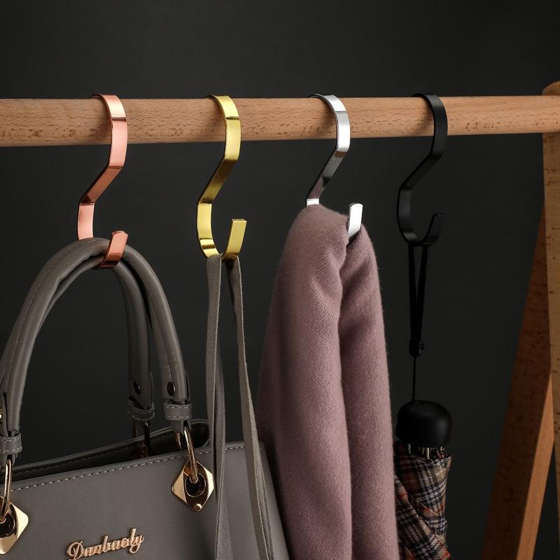 10/20/30pcs Stainless Steel Hanging Hooks,Gold Clothes Hanger S Hooks for Caps Bags,Multi-function S Ring for Kitchen Bathroom