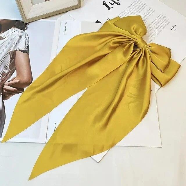 Chiffon Schleife Haarspange Damen Große Schleife Satin Haarnadel Haarspangen Mädchen Einfarbig Pferdeschwanz-Klammer Haarschmuck Kopfschmuck Geschenk