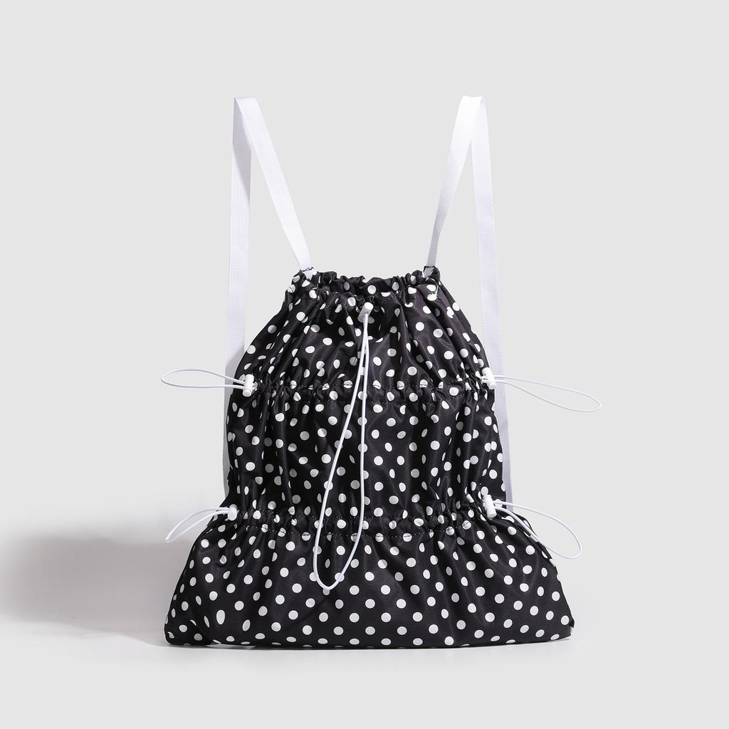 2025 New Large Capacity Solid Color Simple Versatile Design College Student Backpack for Class Fashionable Polka Dot Backpack