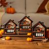 Halloween Wooden Table Sign Ghost Skeleton Block Spooky House Shape Sign Rustic Farmhouse