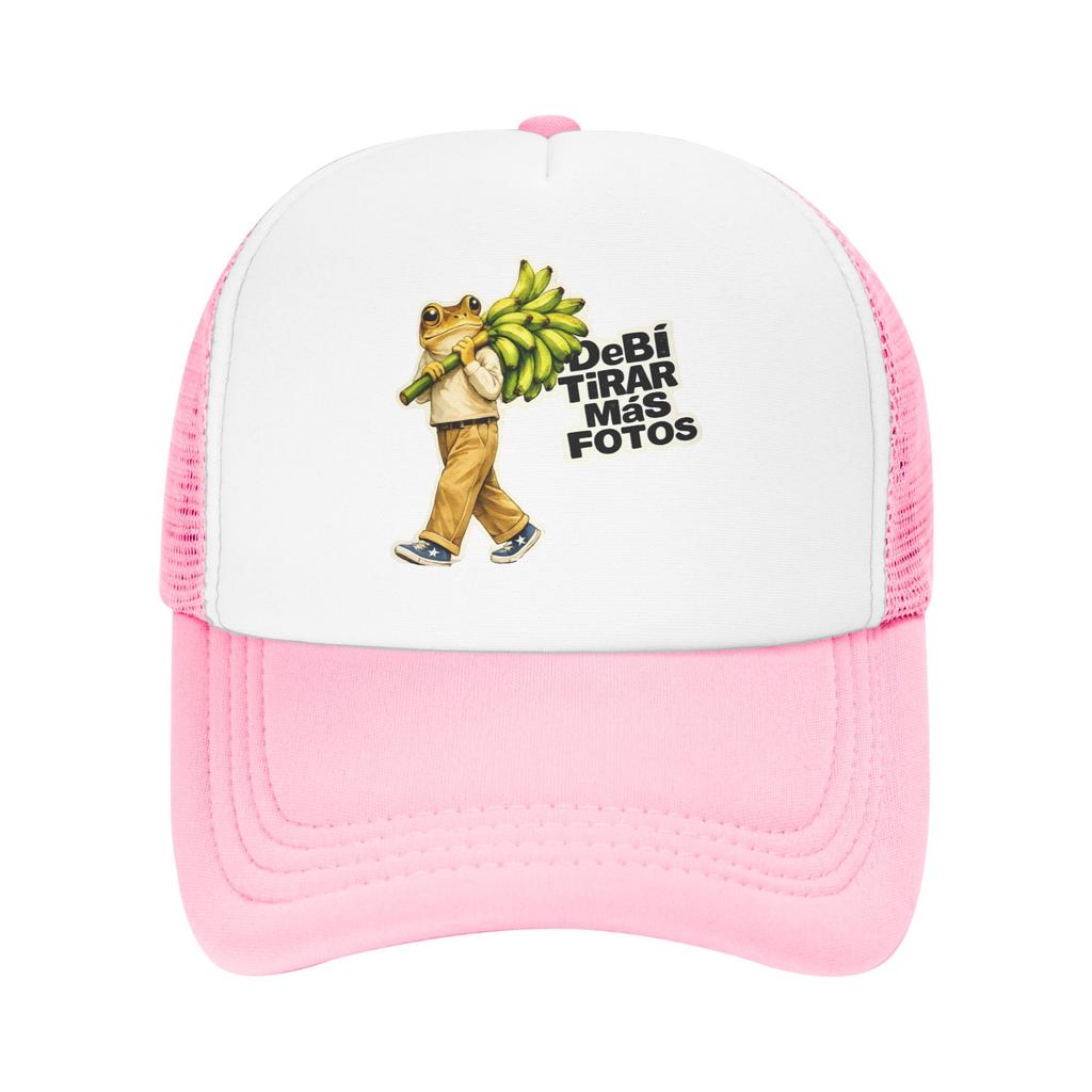 Bad Bunny Frog Carrying Bananas Vintage Trucker Cap Men Women Fashion Dad Hat Sun Hat Racing Cap Adjustable Mesh Baseball Cap