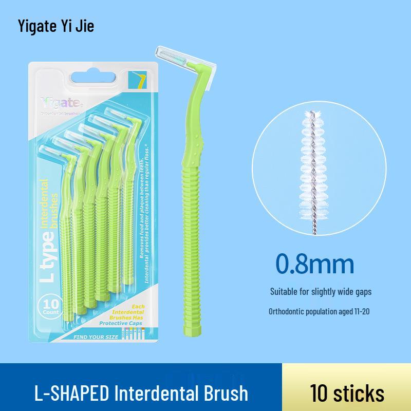 Yijie L-shaped Dental Floss & Interdental Brush - Super Fine Soft Bristles for Orthodontic Gap Cleaning