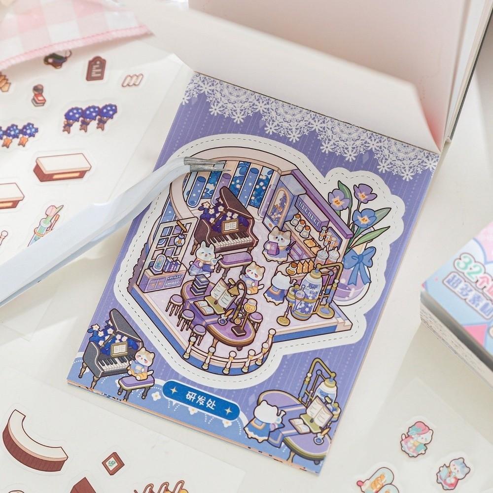 Immersive Mini Landscape Stickers Miniature Scene DIY Sticker Book Cartoon Stickers  Festival Gift