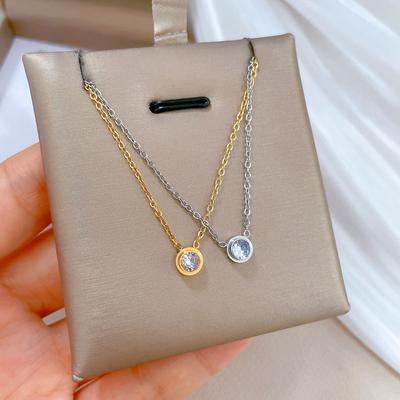Cold Wind Zircon Minimalist Wind Furnace Real Gold Necklace Female Collarbone Chain Accessories