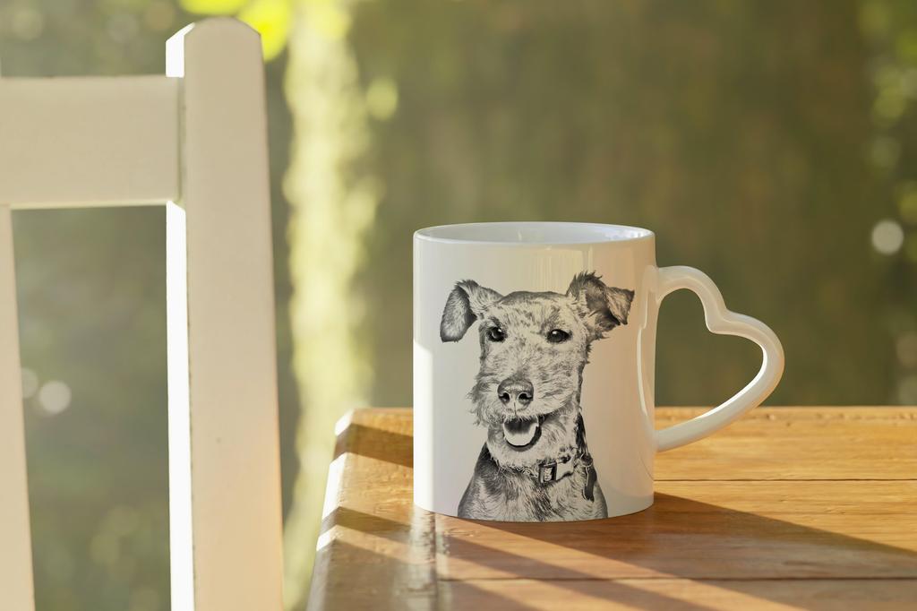 Welsh Terrier, Welshie, Daeargi Cymreig - Cup with a Dog, Adorable Cup with a Heart-shaped Handle, Universal Gift from the Art-Dog Brand