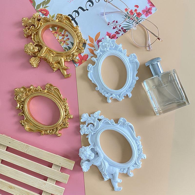 Mini Retro Guld Präglad Fotoram Julgransdekoration Tillbehör Hem Skrivbord Nagellack Smycken Fotografering Dekoration