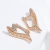 Trend  Rose Gold Color Wave Earrings For Women Luxury Shiny Natural Zircon Accessories Daily Fine Ethnic Jewelry