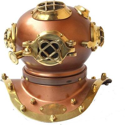Військово-морський старовинний дайвінг шолом ручної роботи мініатюрний різдвяний мідний темно-синій