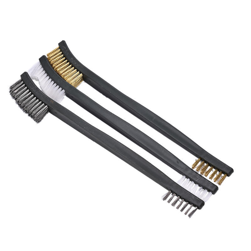 3X Mini Wire Brush Set Messing Nylon Rustfritt Børste Rengjøringsverktøy Rengjøringsmiddel