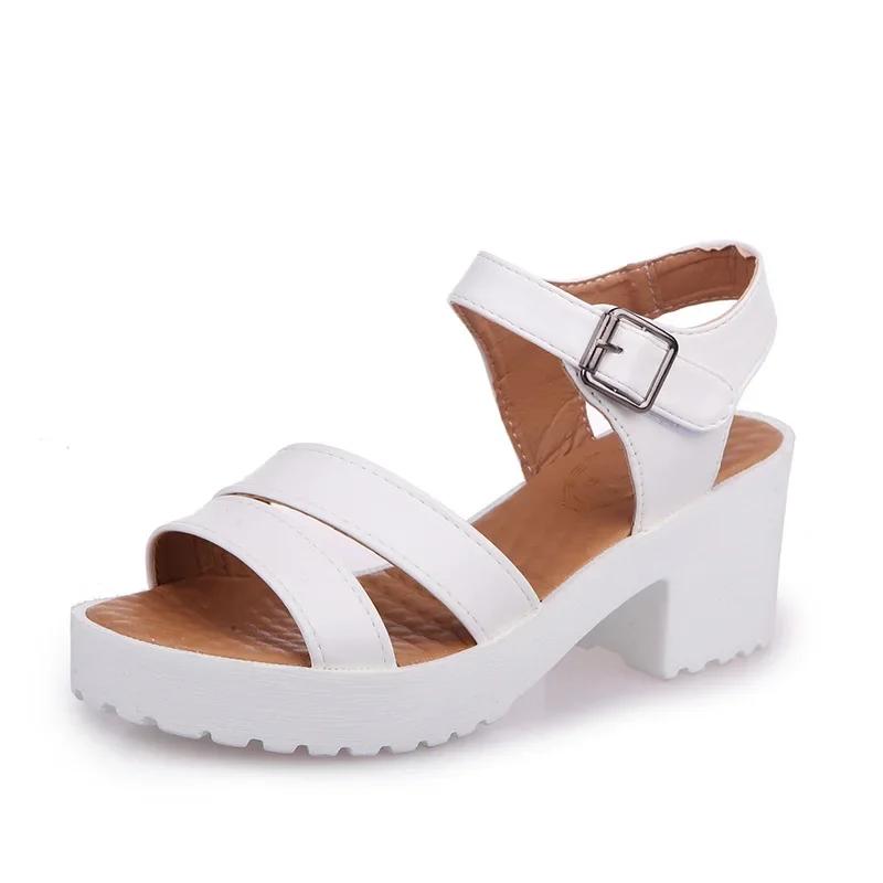 Big Size 45 Women Ankle Buckle High Heel Sandals Summer 2025 Fashion Platform Sandles Woman Thick Sole Gladiator Sandalias Mujer