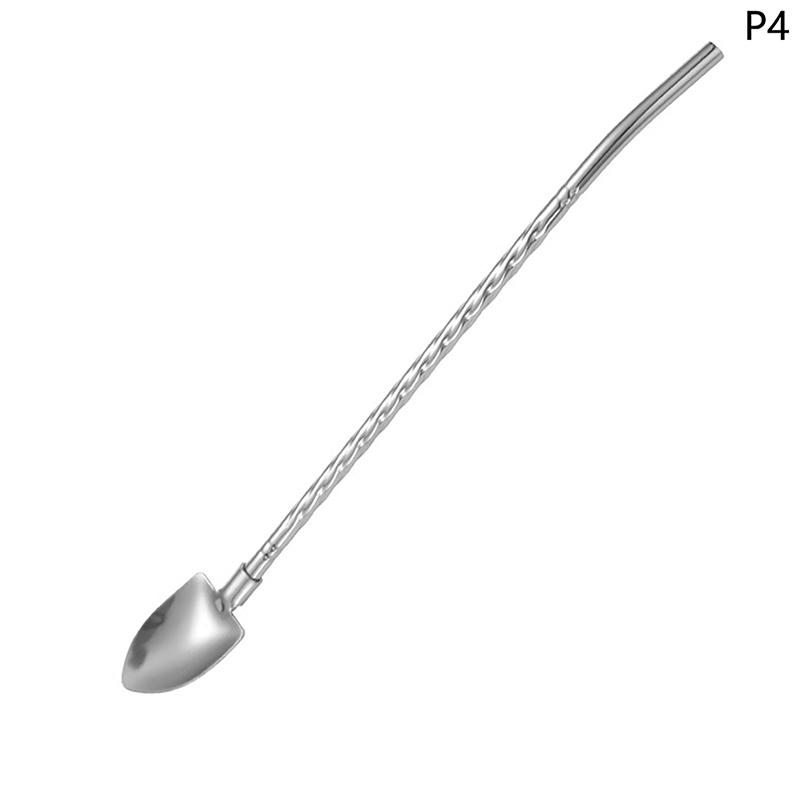 

2в1 соломинки для питья, ложка, креативная многоразовая соломинка для питья из нержавеющей стали 4