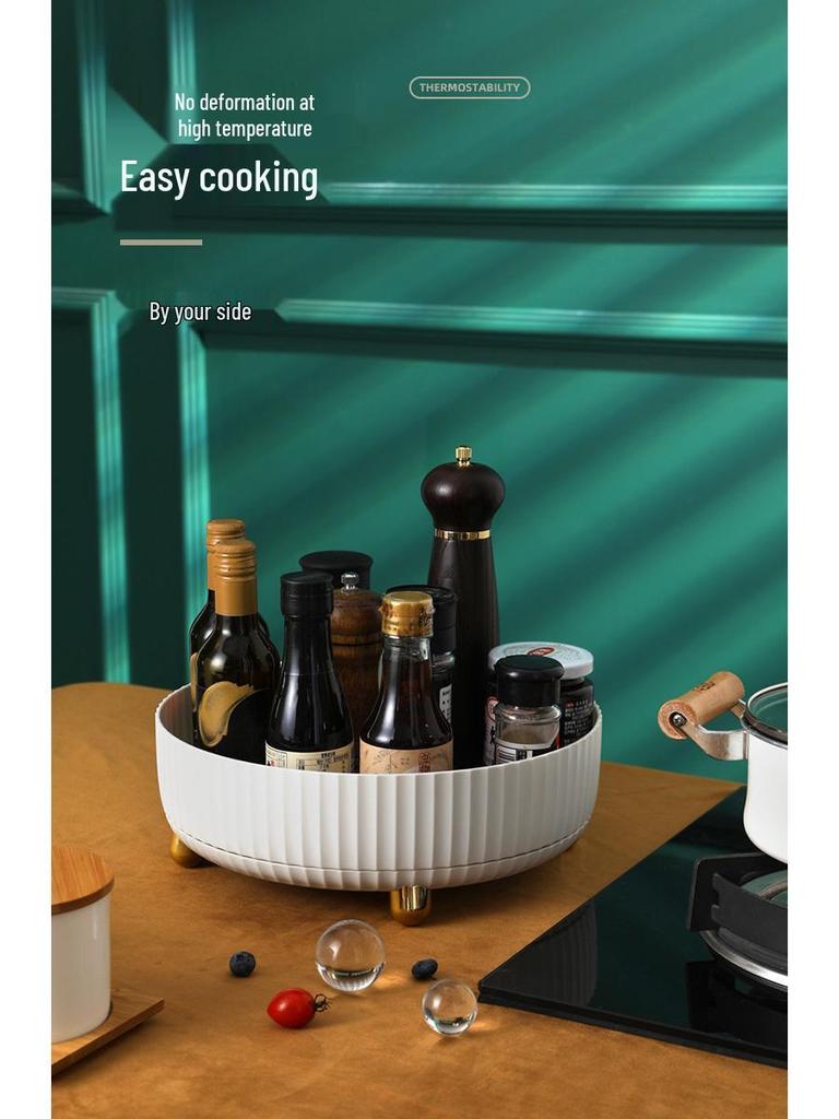 Rotating Kitchen Storage Tray for Snacks, Fruit, and Seasoning Bottles