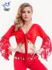 Belly Dance Lace Top with Flared Sleeves and Tassels for Performances