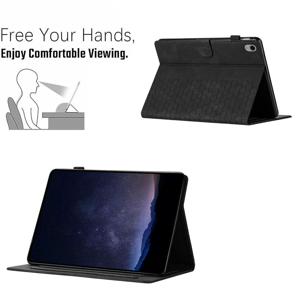 For Lenovo Tab P11 Case Honeycomb Printed Leather Tablet Cover with Card Slot